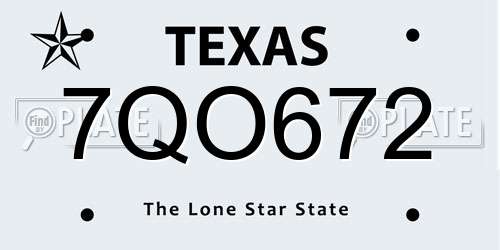 7QO672 Texas License Plate