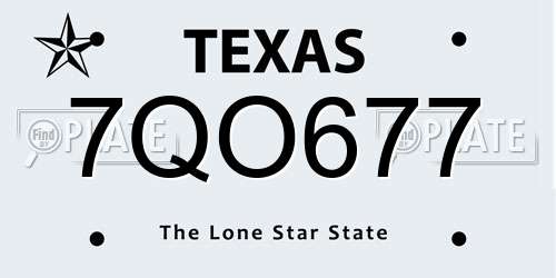 7QO677 Texas License Plate