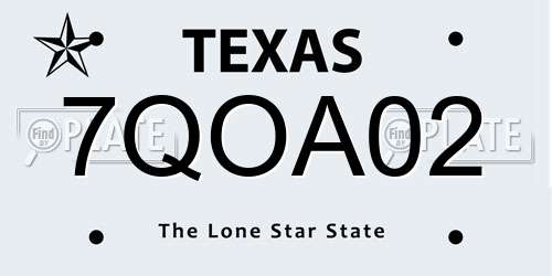7QOA02 Texas License Plate