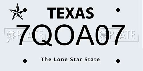 7QOA07 Texas License Plate