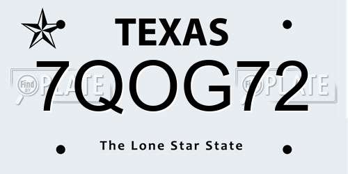 7QOG72 Texas License Plate