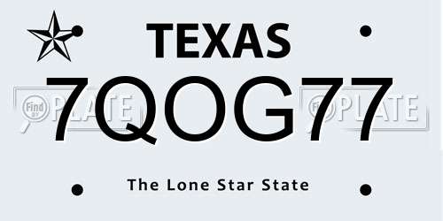 7QOG77 Texas License Plate