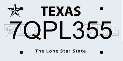 7QPL355 Texas License Plate