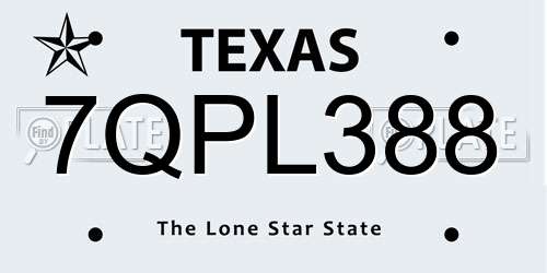 7QPL388 Texas License Plate