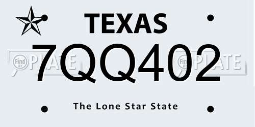 7QQ402 Texas License Plate