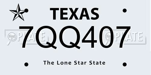 7QQ407 Texas License Plate