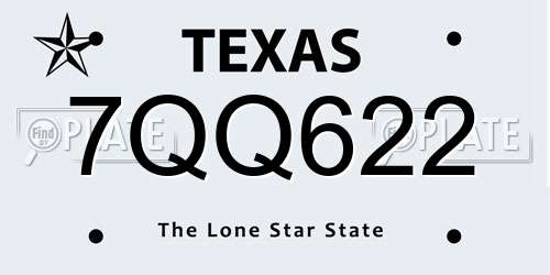7QQ622 Texas License Plate