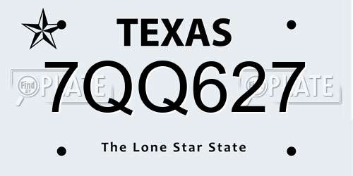 7QQ627 Texas License Plate