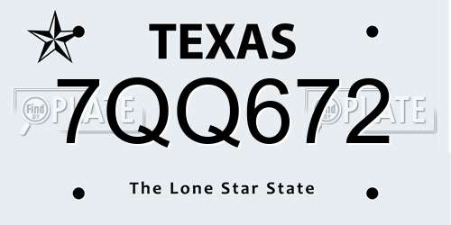 7QQ672 Texas License Plate