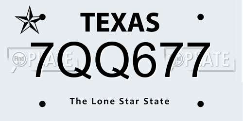 7QQ677 Texas License Plate