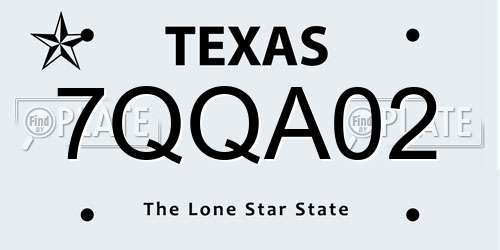 7QQA02 Texas License Plate