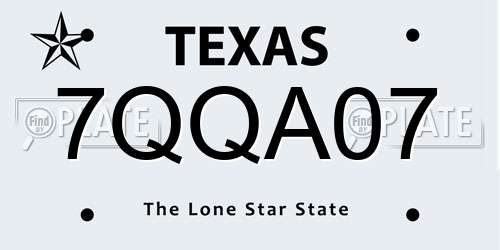 7QQA07 Texas License Plate