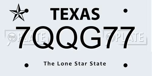 7QQG77 Texas License Plate
