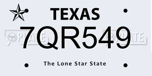 7QR549 Texas License Plate
