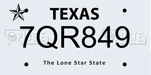 7QR849 Texas License Plate