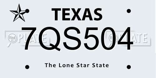 7QS504 Texas License Plate
