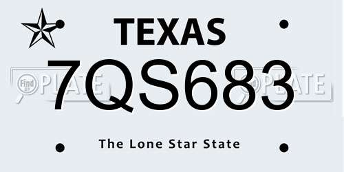 7QS683 Texas License Plate