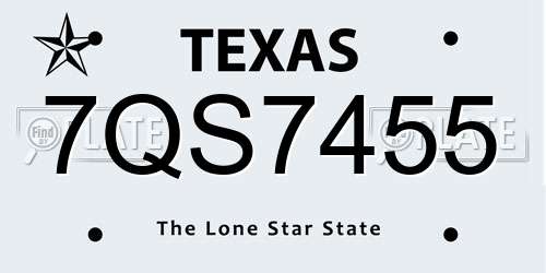 7QS7455 Texas License Plate