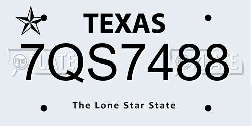 7QS7488 Texas License Plate