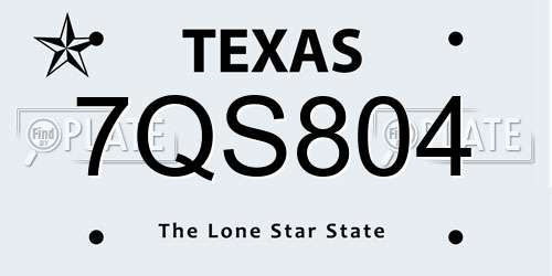 7QS804 Texas License Plate