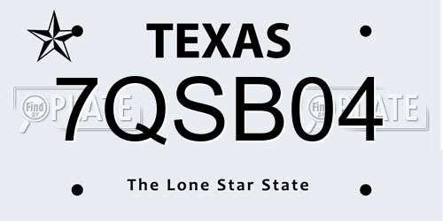 7QSB04 Texas License Plate