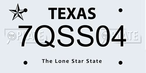 7QSS04 Texas License Plate