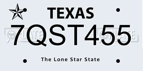 7QST455 Texas License Plate