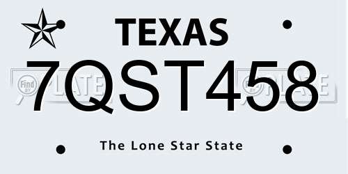 7QST458 Texas License Plate