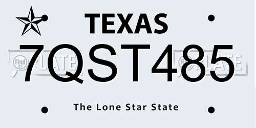 7QST485 Texas License Plate