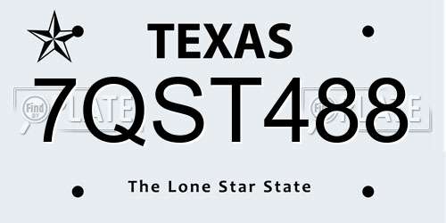 7QST488 Texas License Plate