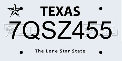 7QSZ455 Texas License Plate