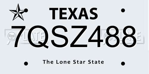7QSZ488 Texas License Plate
