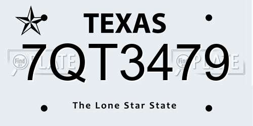 7QT3479 Texas License Plate