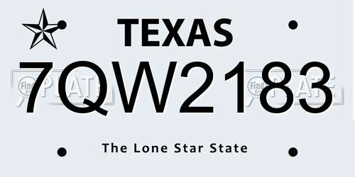 7QW2183 Texas License Plate