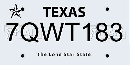7QWT183 Texas License Plate