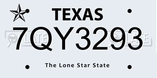 7QY3293 Texas License Plate