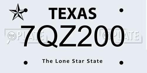 7QZ200 Texas License Plate