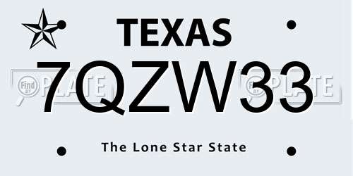 7QZW33 Texas License Plate