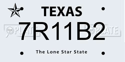 7R11B2 Texas License Plate