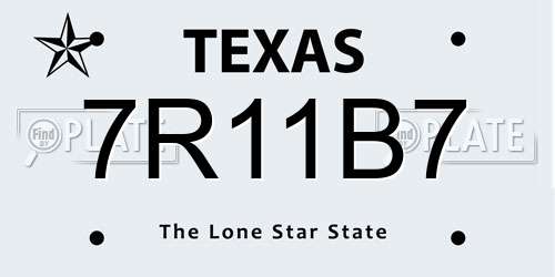 7R11B7 Texas License Plate