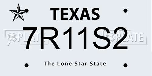 7R11S2 Texas License Plate