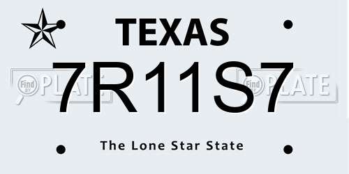 7R11S7 Texas License Plate