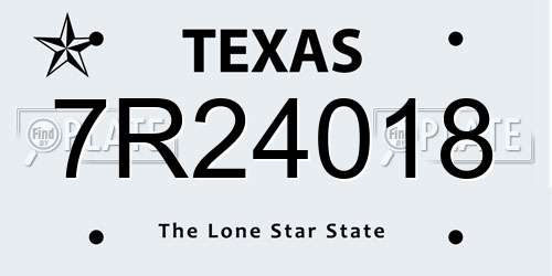7R24018 Texas License Plate