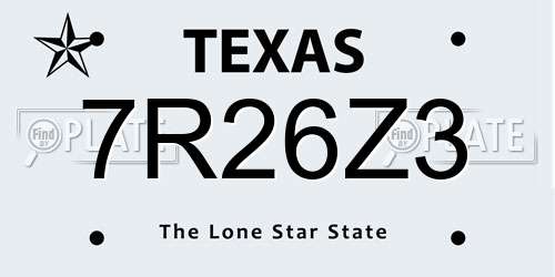 7R26Z3 Texas License Plate