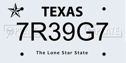 7R39G7 Texas License Plate
