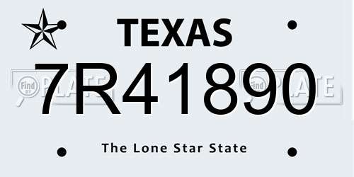7R41890 Texas License Plate