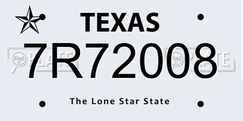 7R72008 Texas License Plate