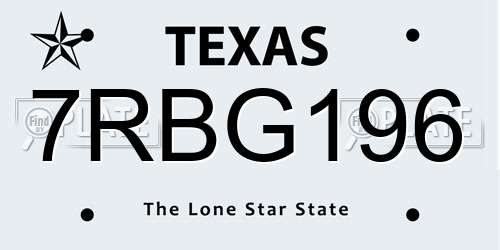 7RBG196 Texas License Plate