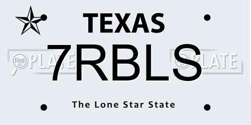 7RBLS Texas License Plate