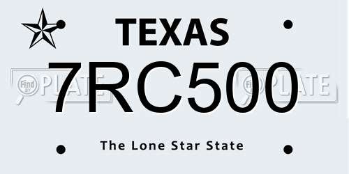 7RC500 Texas License Plate